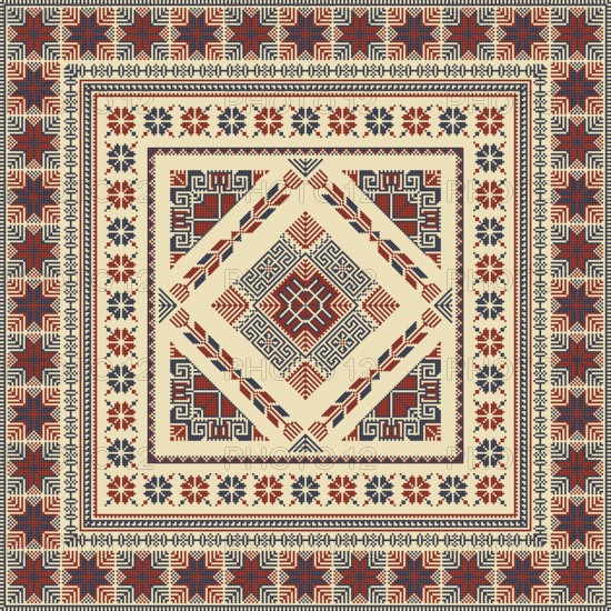 Embroidery Tatreez pattern, Palestinian fashion vector ornament