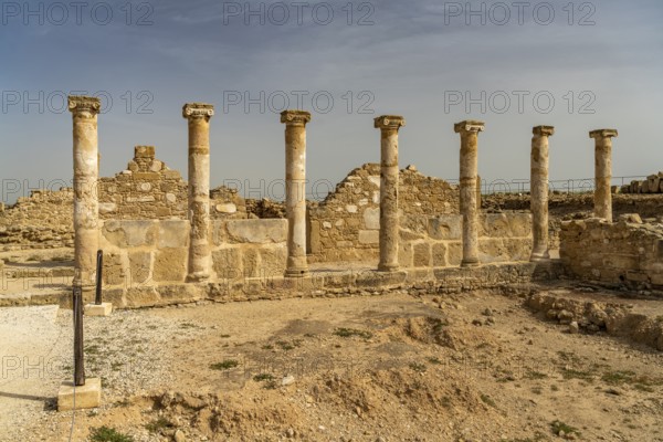 Colonnade at the House of Theseus in the Paphos Archaeological Park, Cyprus, Europe