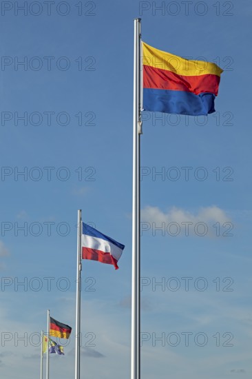 Flags, Dagebüll, North Frisia, Schleswig-Holstein, Germany, Europe