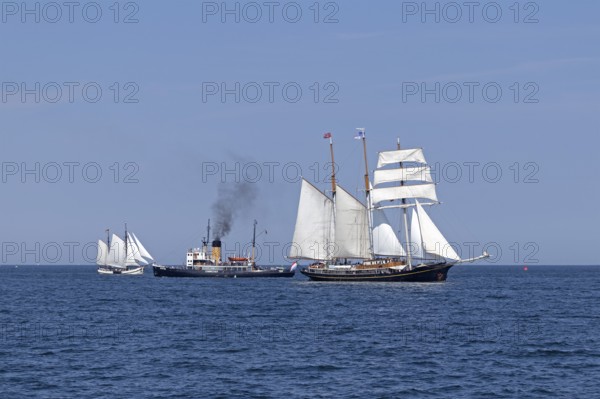 Sailing ships, steam icebreaker Stettin, Baltic Sea, Hanse Sail, Warnemünde, Rostock,