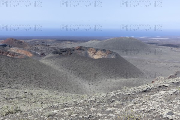 Volcanic landscape in Timanfaya National Park, Lanzarote, Canary Islands, Spain, Europe