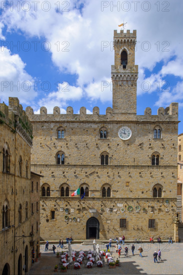 Historical building from the Middle Ages Palazzo dei Priori Town Hall of Volterra built in 1208,