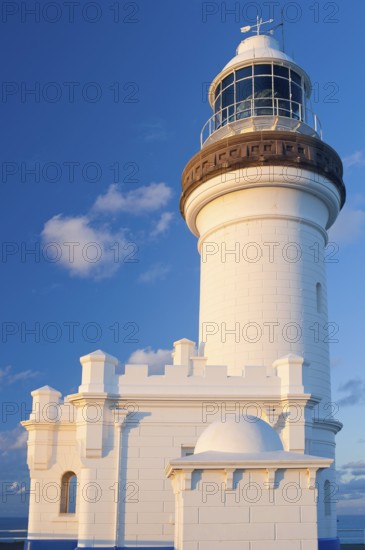 Lighthouse, architecture, design, building, blue sky, seafaring on the coast of Byron bay,