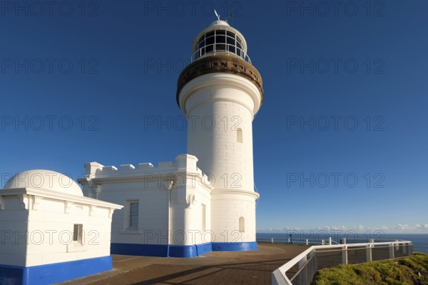 Lighthouse, architecture, design, building, blue sky, seafaring on the coast of Byron bay,