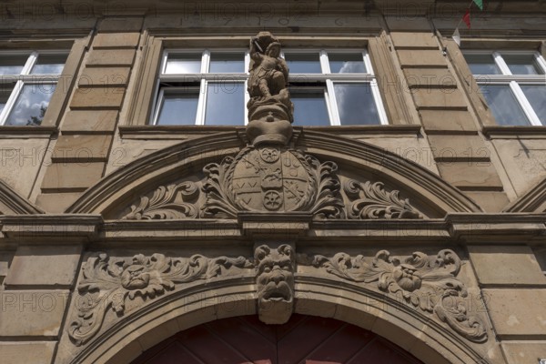 Coat of arms above the gateway of the former provost's court of Michelfeld Monastery in the Upper