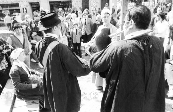 Artists from France performed at a street festival on 09.05.1980 in Dortmund-Hoerde, Germany, as