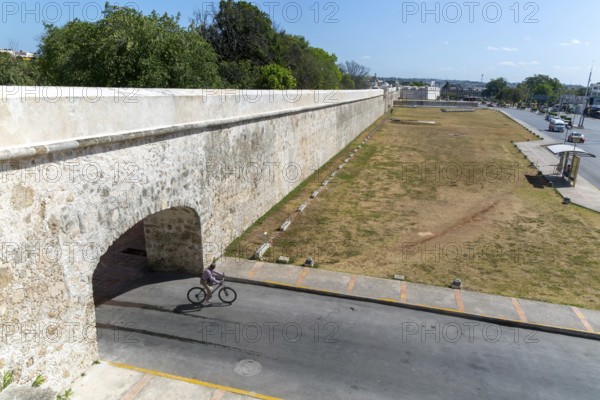 Fortifications Spanish military architecture of city walls, Campeche city, Campeche State, Mexico,