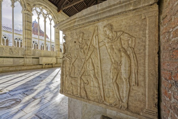Side view, Roman Phaedra Hippolytus sarcophagus, Sarcofago romano, Fedra e Ippolito, 2nd c.,