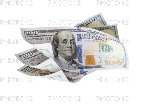Falling or floating one hundred dollar bills