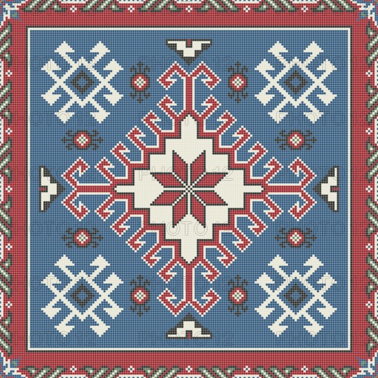 Traditional Georgian folk art embroidery vector pattern
