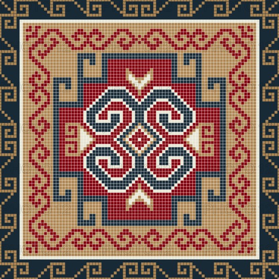 Traditional Georgian folk art embroidery vector pattern