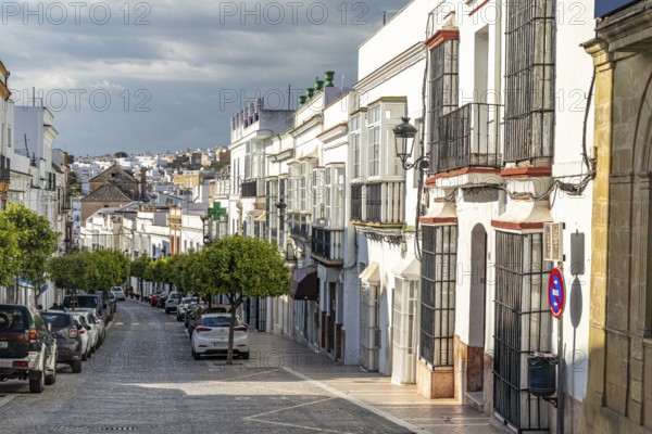 Street with white houses of Arcos de la Frontera, Andalusia, Spain, Europe