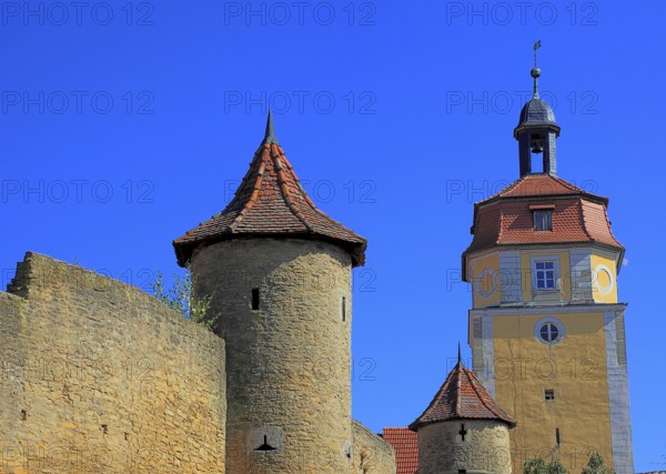 Part of the old town wall and towers, Mainbernheim, Lower Franconia, Germany, Europe