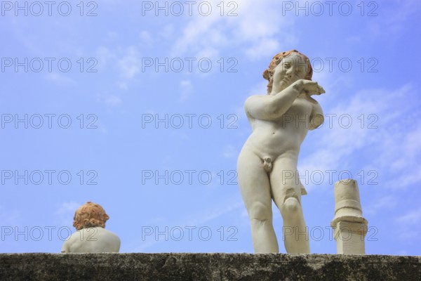 Angel figure at the Nonio Balbo Terrace, ruined city of Herculaneum, Campania, Italy, Europe