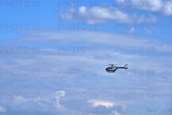 MUNICH, GERMANY, JULY 08, 2018:Police helicopter in the sky