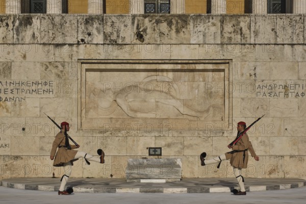 ATHENS, GREECE, MAY 20, 2010: Changing of the presidential guard Evzones in front of the Monument