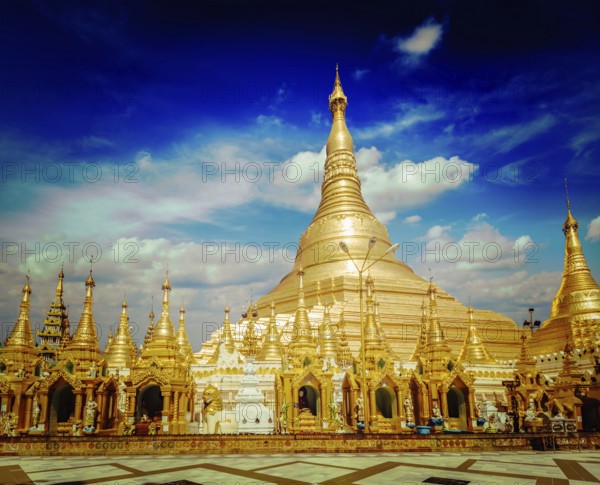 Vintage retro effect filtered hipster style image of Myanmer famous sacred place and tourist