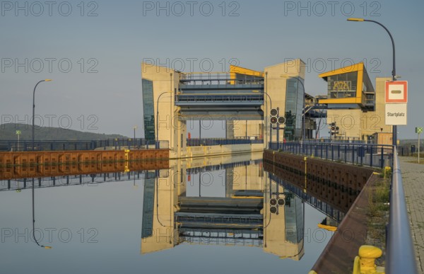 Upper ship entrance, New Niederfinow North Ship's Hoist, Brandenburg, Germany, Europe