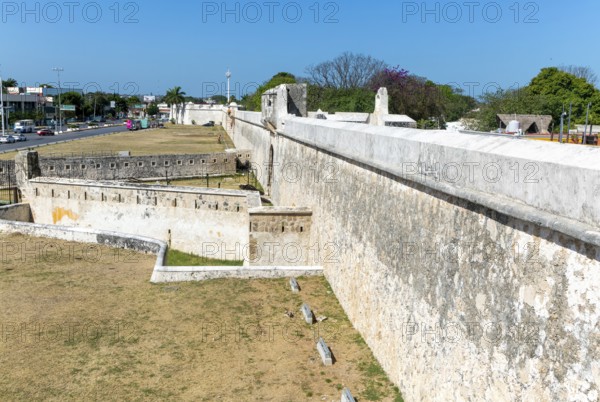 Fortifications Spanish military architecture of city walls, Campeche city, Campeche State, Mexico,