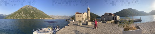 Panoramic view, Island of Mary of the Rock, Gospa od Skrpjela, Church, World Natural and Cultural