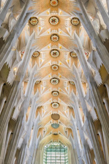 Interior of the Familia Sagrada, religion, Christianity, by the architect Antonio Gaudi in