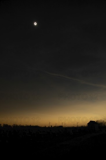 Van Wert, Ohio USA, 8 April 2024, A total solar eclipse, seen from rural northwestern Ohio. As