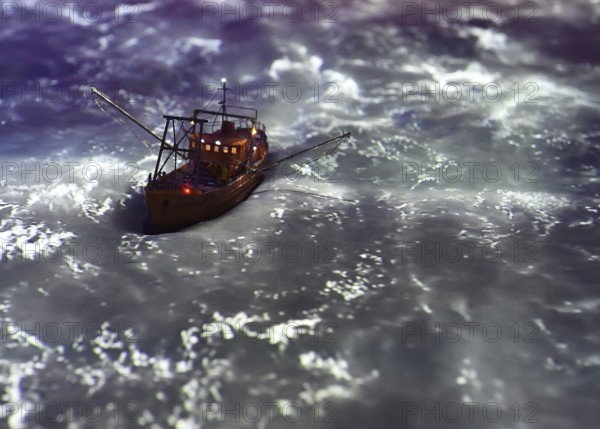 Ship in a storm in the Drake Passage at Miniatur Wunderland Hamburg, Germany, Europe