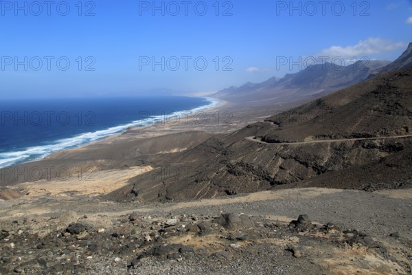 Viewpoint to Cofete beach Atlantic Ocean coast, Jandia peninsula, Fuerteventura, Canary Islands,