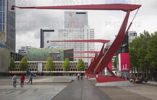 The Schouwburgplein designed by architect Adriaan Geuze modern city square on the roof of a car
