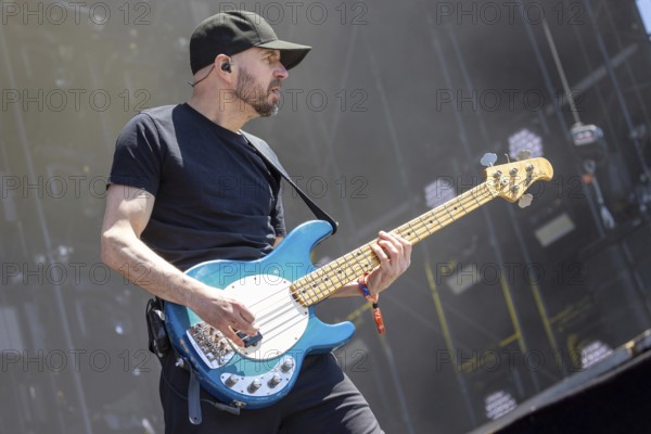 Adenau, Germany, 9 June 2024: H-Blockx (Stephan Gudze Hinz, bassist) play at Rock am Ring. The