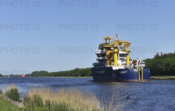 Offshore workboat Goelo Enabler travelling through the Kiel Canal, Kiel Canal, NOK,