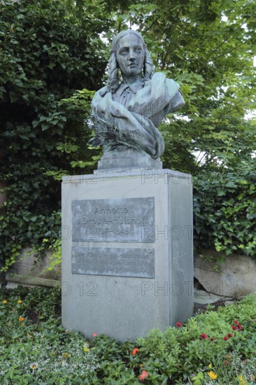 Monument and bust of Annette von Droste-Hülshof, sculpture, bronze, inscription, Meersburg,