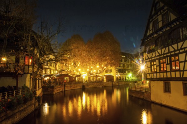 Strasbourg at Christmas time: La Petite France neighbourhood after dark