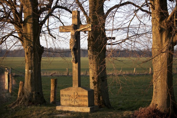 Field cross at the Wevelsburg wind farm, Paderborn plateau, Büren, East Westphalia-Lippe, North