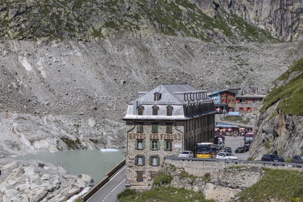 Hotel Belvédère on the Furka in the Swiss Alps, the most famous mountain pass hotel in the world.