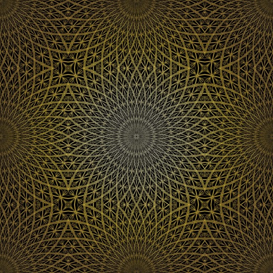 Geometric gold lace seamless pattern. Arabic tile lattice vector background.