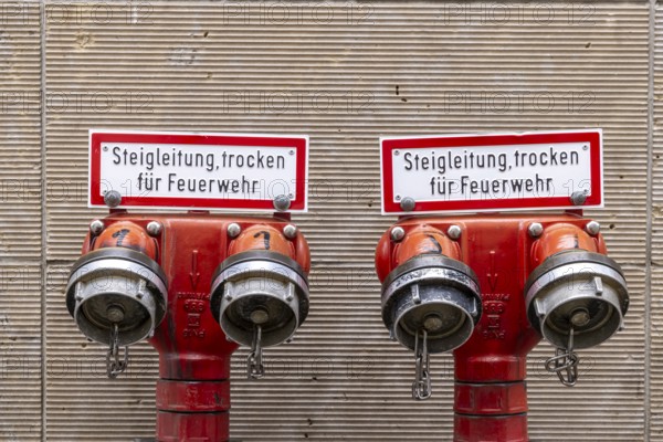 Riser dry. Fire protection at Alexanderplatz in Berlin, Germany, Europe