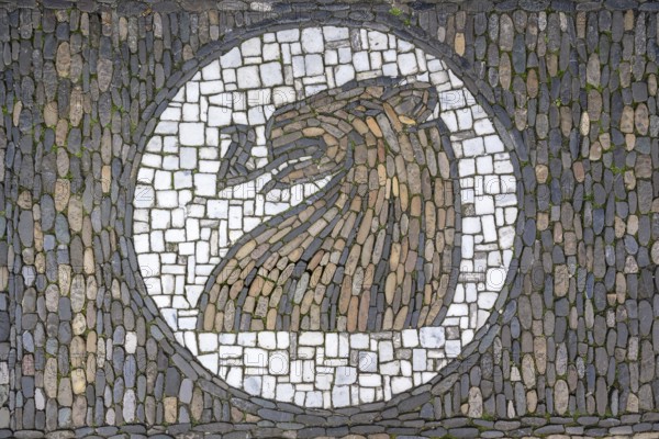 Floor mosaic in Freiburg's historic city centre, Freiburg im Breisgau, Baden-Württemberg, Germany,