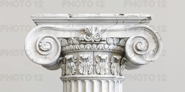 Greek column on white background. Generative Ai, AI generated