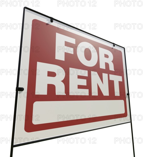 Right facing for rent real estate yard sign isolated on a white background