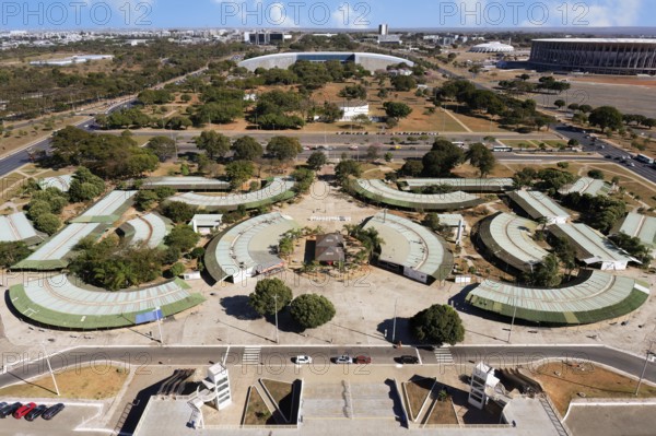 Aerial view of the Handicraft fair, UNESCO, World Heritage Site, Brasilia, Federal district,