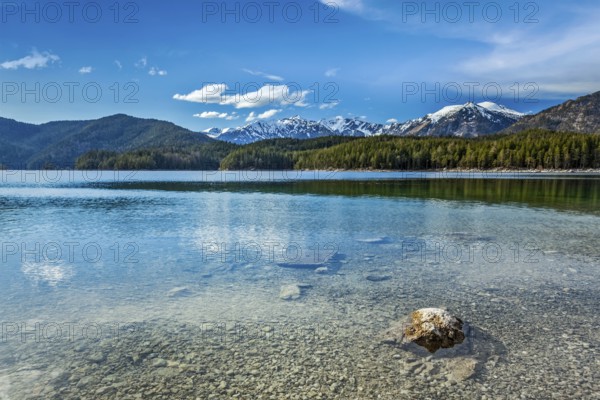Eibsee lake in Bavarian Alps. Bavaria, Germany, Europe