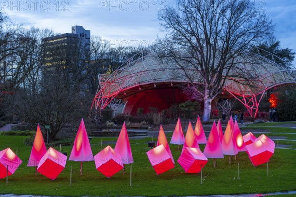 Parkleuchten, event in winter, in the Grugapark in Essen, many different light installations,