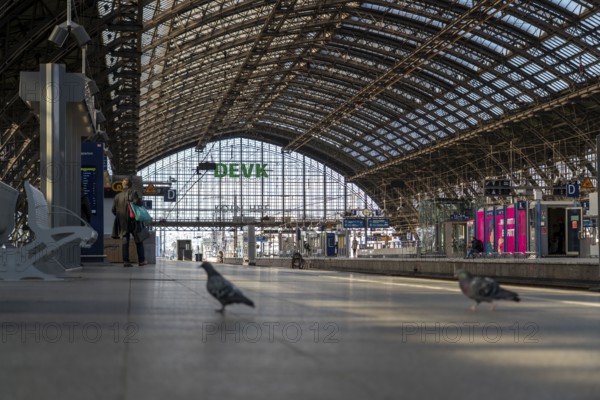 Effects of the coronavirus crisis, empty tracks at the main railway station, Cologne, Germany,