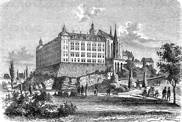 The castle in Altenburg, Saxony, Germany, in 1882, Historical, digital reproduction of an original
