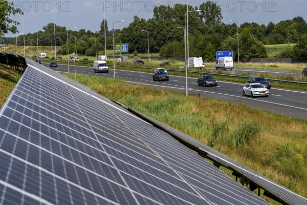 A58 motorway, photovoltaic systems were installed on the slopes to the side of the carriageway, use
