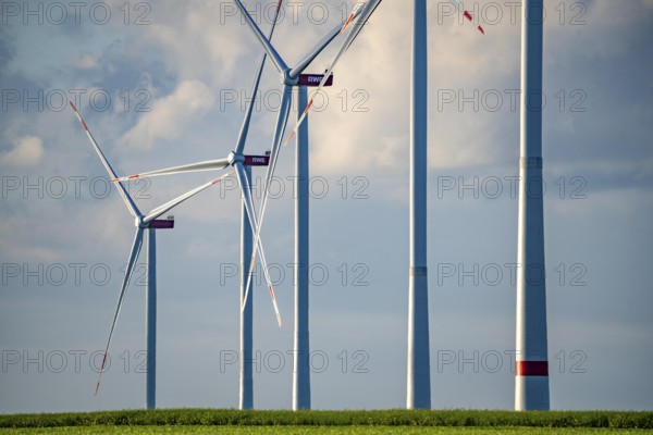 RWE wind farm near Bedburg, at the Garzweiler opencast mine, on recultivated part of the opencast