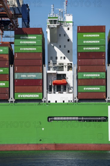 Europoort, Port of Rotterdam, Evergreen Reederei Container ship Ever Ace, currently the third