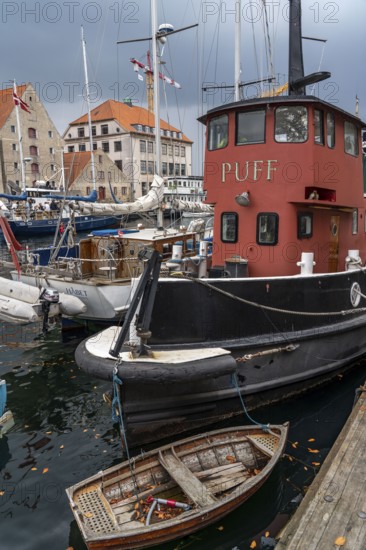 Ships and boats on Christianshavns Kanal, old district, at the same time very lively and hip