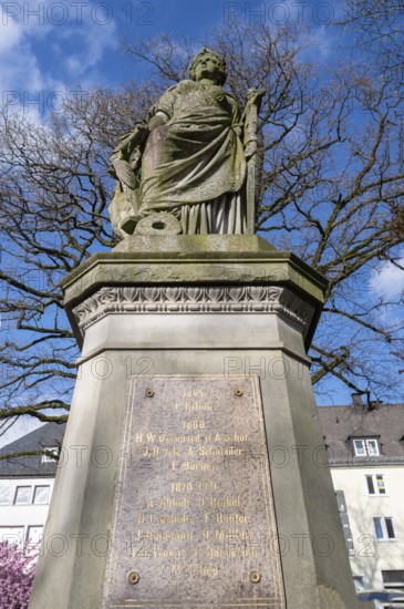 War memorial for the Wars of Unification, unveiled in 1877, Markt, Siegen, North Rhine-Westphalia,